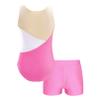 JEATHA Kids Girls 2 Pieces Ballet Dance Outfits Gymnastics Leotard with Metallic Booty Shorts Activewear Sets Pink 14 Years view 2