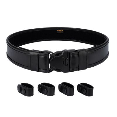 Dotacty Plain Black Police Duty Belts Law Enforcement Sheriff Security Work 2" Outer Belt w/Loop Lining Tri-Release Buckle 4 Keepers XL