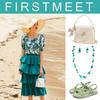 Firstmeet Long Multicolor Shell Beaded Necklace with Earrings Seashell Pendant Cultured Freshwater Pearl Handmade Boho Necklace for Women(XL-1206-Teal) view 3