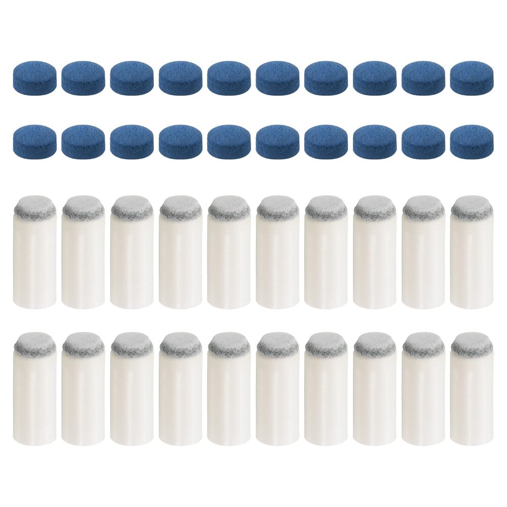 PATIKIL 9mm Pool Cue Tips Set, 20 Pair Snooker Billiard Cue Stick Tips Replacement Compatible Pool Cue Ferrules, Blue Grey