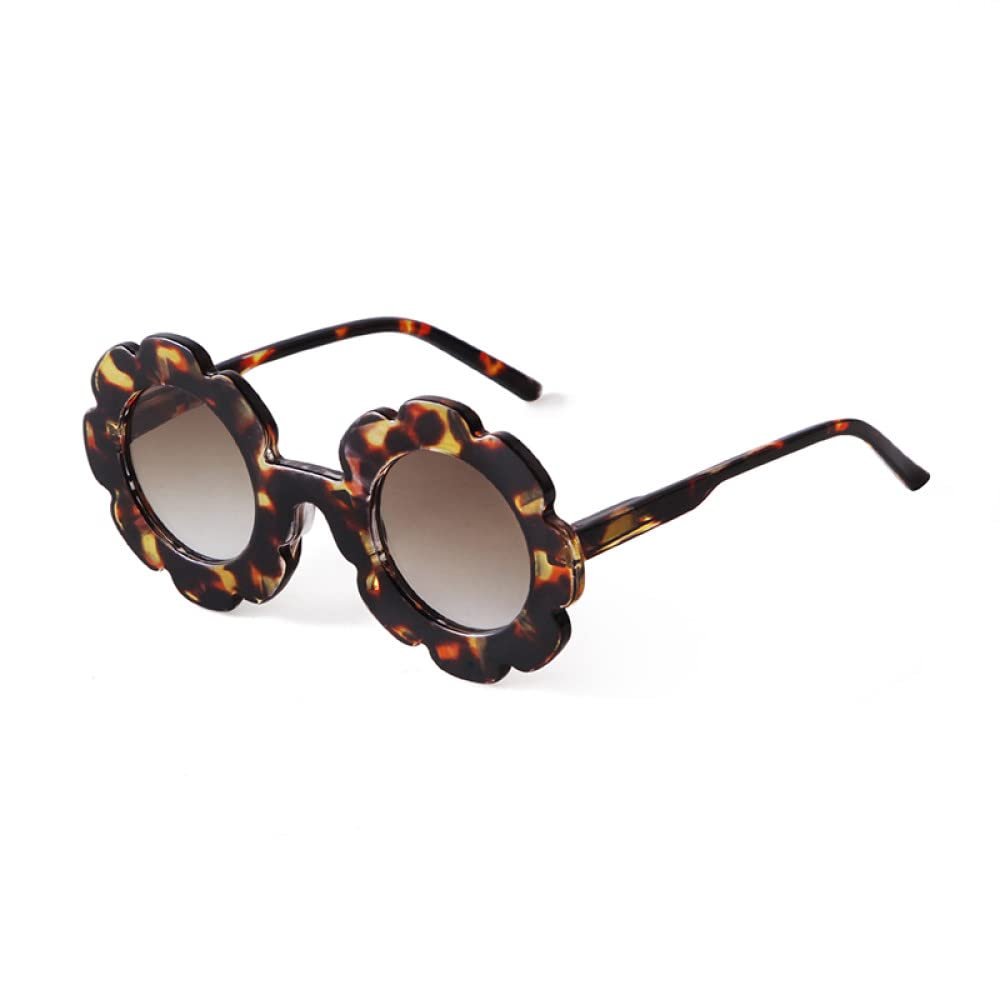 HCHES Kids Sunglasses Girl Round Flower Frame Retro Cute Sun Glasses Children Shades UV400,C10,One size