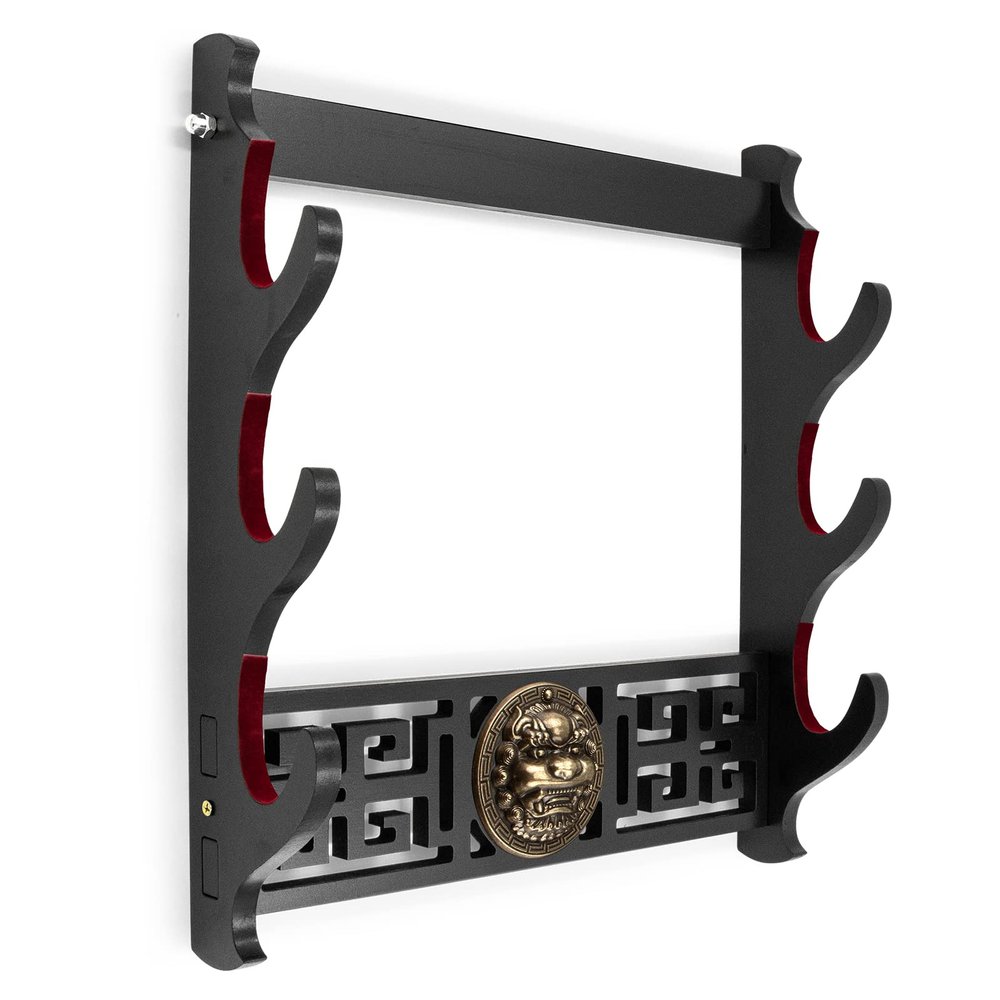 Ekkhysis Legendary Creatures Sword Wall Mount Hook Katana Holder Display Hanger for Tanto Samurai Sword Rapier Lightsaber Cosplay Blade Tanjirou Demon Slayer Weapon Stand (Kylin R3-Tier)