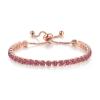 14K Gold Plated Tennis Bracelets Colorful Sparkling Cuban Zirconia Adjustable Ice Out Link Chain Slider Bangle Jewelry Dainty Bracelet for Women-1 view 1