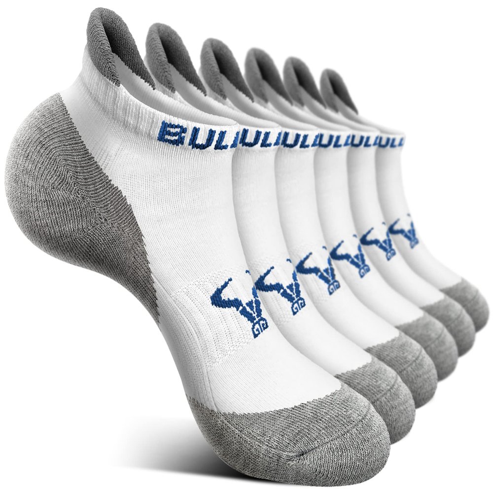 BULLIANT Mens Socks 6 Pairs-Athletic Ankle Socks Cushioned No Show For Men Running-Arch Compression Support(6Pairs,Shoes Size:Men 13-15)