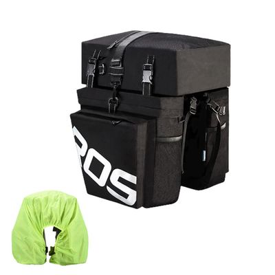CheungYee Bike Bag Bicycle Panniers Rear Rack Bag, 70L Large Capacity Water Resistant Bicycle Trunk Bag, Bike Saddle Bag for Grocery Shopping (with Rainproof Cover,Black)