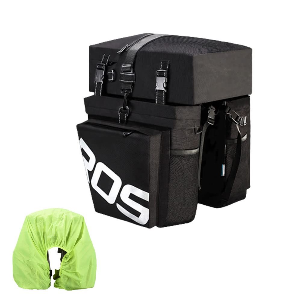 CheungYee Bike Bag Bicycle Panniers Rear Rack Bag, 70L Large Capacity Water Resistant Bicycle Trunk Bag, Bike Saddle Bag for Grocery Shopping (with Rainproof Cover,Black)