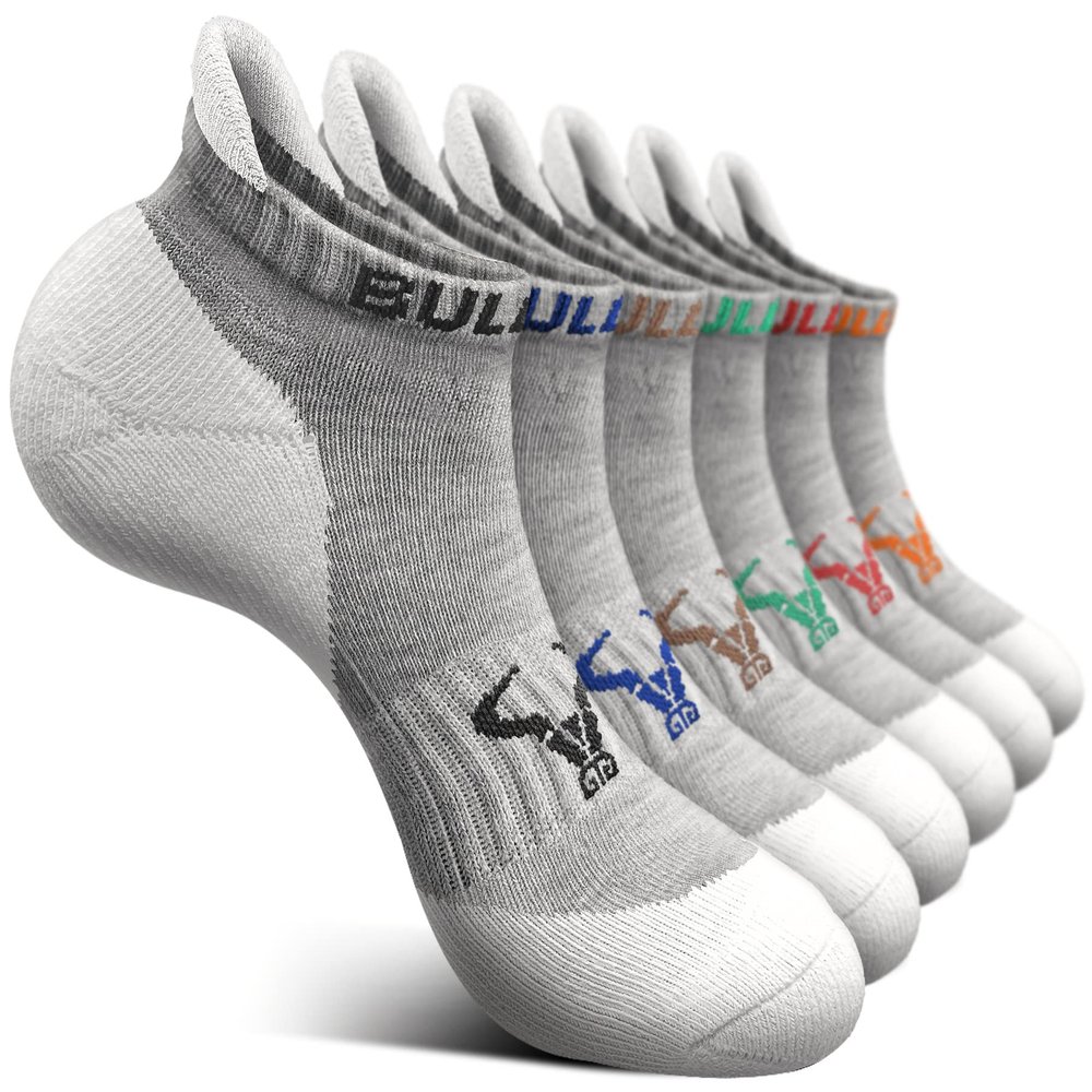 BULLIANT Men Running Socks,Active Ankle Socks No Show For Men With Cushioned Footbed Arch Support Breathable Wicking(6Pairs,Shoes Size:Men 8-9)