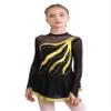 JEATHA Girls Figure Ice Skating Dress Rhinestone Sequin Splice Mesh Tutu Skirted Leotard Ballet Dance Costume Yellow-A01 10 Years view 1