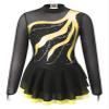JEATHA Girls Figure Ice Skating Dress Rhinestone Sequin Splice Mesh Tutu Skirted Leotard Ballet Dance Costume Yellow-A01 10 Years view 3