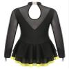 JEATHA Girls Figure Ice Skating Dress Rhinestone Sequin Splice Mesh Tutu Skirted Leotard Ballet Dance Costume Yellow-A01 10 Years view 4