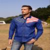 COOFANDY Men's Casual American Flag Button Down Shirts Slim Fit Long Sleeve Shirt (Small, Blue) view 2
