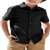 Boys Button Down Dress Shirt Short Sleeve Casual Cotton Solid Tops Uniform T-Shirt for Kids 4-13 Years view 1