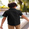 Boys Button Down Dress Shirt Short Sleeve Casual Cotton Solid Tops Uniform T-Shirt for Kids 4-13 Years view 3