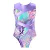 Hansber Sleeveless Gymnastics Leotard for Kids Girls Digital Printed Tank Bodysuit Ballet Dancewear Lavender 4 Years view 1