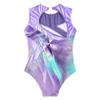 Hansber Sleeveless Gymnastics Leotard for Kids Girls Digital Printed Tank Bodysuit Ballet Dancewear Lavender 4 Years view 4