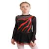 Oyolan Kids Girls Figure Ice Skating Dress Mesh Splice Long Sleeve Rhinestone Ballet Dance Skating Competition Costume Red 16 Years view 1