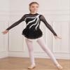 Oyolan Kids Girls Figure Ice Skating Dress Mesh Splice Long Sleeve Rhinestone Ballet Dance Skating Competition Costume White 6 Years view 4