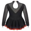 Oyolan Kids Girls Figure Ice Skating Dress Mesh Splice Long Sleeve Rhinestone Ballet Dance Skating Competition Costume Red 6 Years view 4