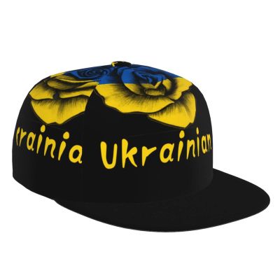 Ukrainian Flags and Rose Flat Bill Brim Baseball Cap Cool Hip Hop Trucker Hat Men Women Adjustable Baseball Caps