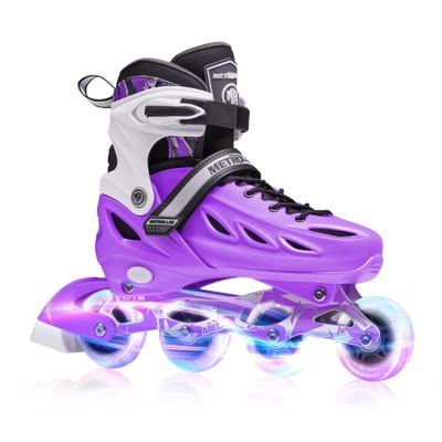 METROLLER Inline Skates for Girls and Boys, Women, Men 4 Sizes Adjustable Inline Skates with Light Up Wheels, Illuminating Beginner Skates for Kids 5-8 8-12 & Adult Youth.