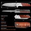 KOMWERO Damascus Pocket Knife with Clip Leather Sheath, 3.14 inch Sharp Damascus Steel Knife with Rosewood Handle, EDC Damascus Folding Knife for Men Women Camping Collection view 4
