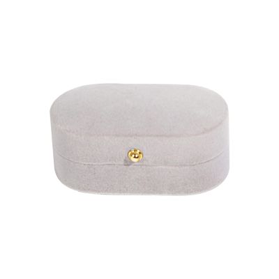 D-GROEE Jewelry Box Engagement Ring Ear Studs Storage Case Packaging Oval Gorgeous Solid Color Grey