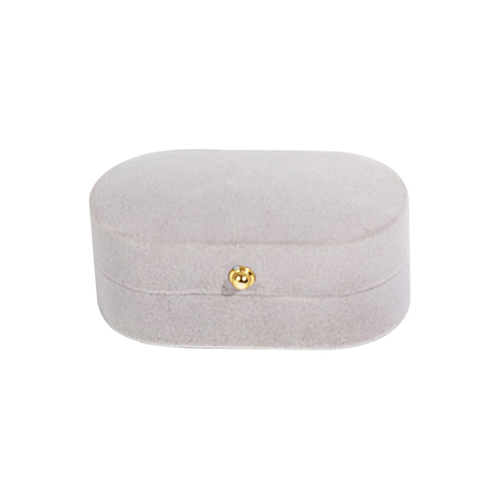 D-GROEE Jewelry Box Engagement Ring Ear Studs Storage Case Packaging Oval Gorgeous Solid Color Grey