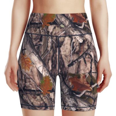Rirnuam Camouflage Camo Tree Women's High Waist Bike Shorts for Workout Sports Athletic Running Hiking Biker Yoga Gym Small Size