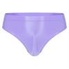 Hedmy Men's Sexy 8D Oil Shiny Glossy Briefs Underwear High Cut Thong Swim Trunks Sports Panties High Cut Light Purple Large view 1