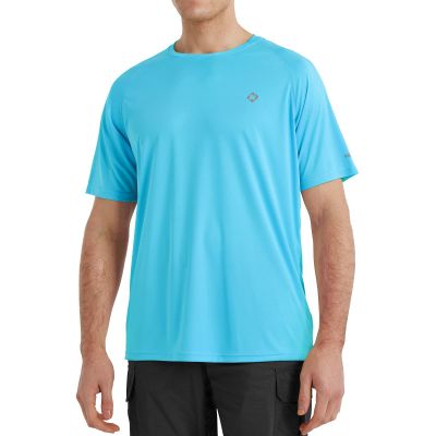 NAVISKIN Men's Sun Protection UPF 50+ UV Outdoor Short Sleeve T Shirts Sea Blue Size XL