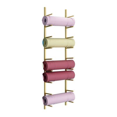 zktoermn Wall Rack Organizer, Gym 6/9-Tier Foam Roller Holder Fitness Gear Organizer Resistance Bands at Fitness Class Or Home Gym XJJUN (Color : Gold, Size : 155x18cm)