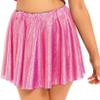 Lejafay Women's PVC Leather Wet Look Flared Pleated Mini Skater Skirts Ruffled Dance A-line Skirts Hot Pink X-Large view 4