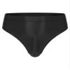 ACSUSS Men Sexy Glossy Low Waist Underwear Bulge Pouch Briefs High Cut Seamless Panties Lingeries 2# Black Large view 1