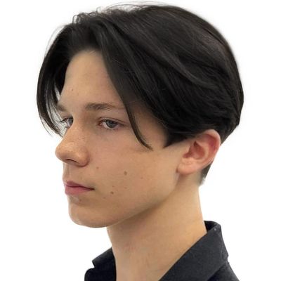 Kaneles Mens Short Black Straight Wigs Natural Middle Part Synthetic Hair Daily Cosplay Costume Fluffy Wig(Black)