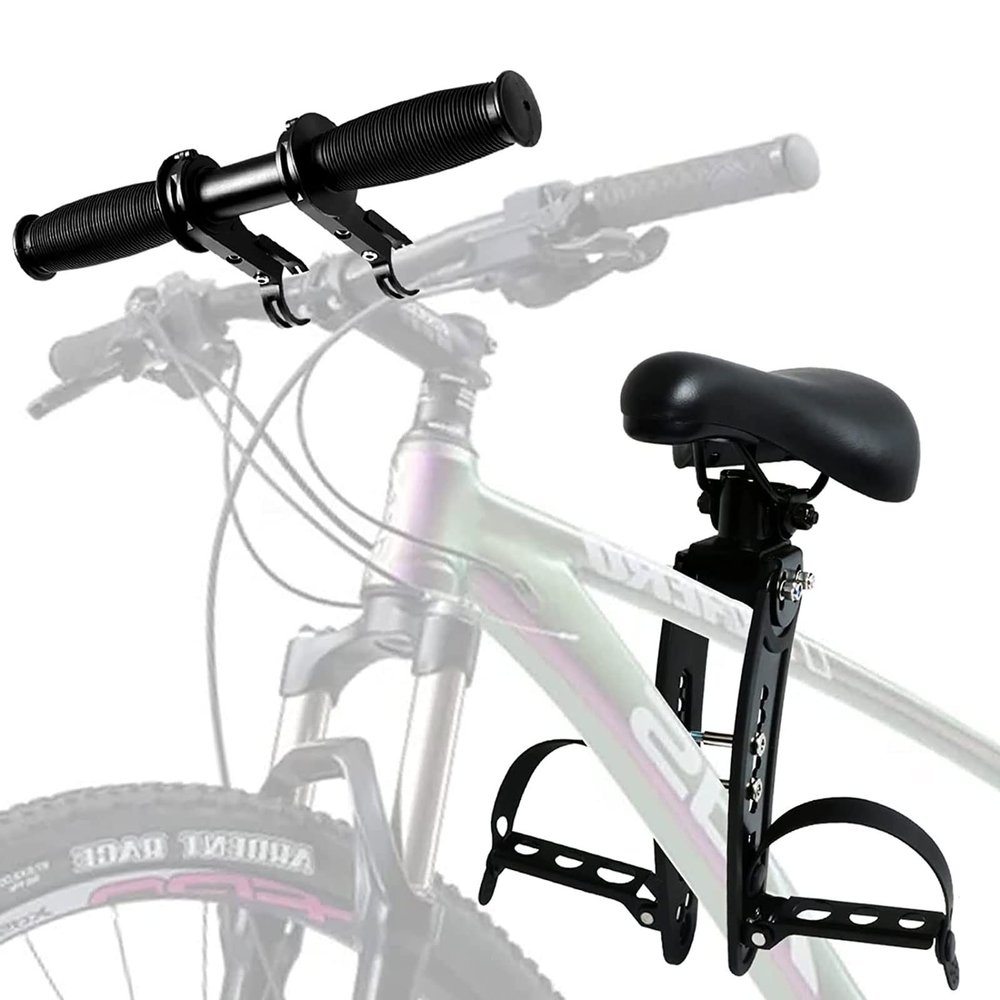 Kids Bike Seat with Handlebar Attachment, Soft and Comfort Kids Bike Seat Compatible with Adult MTB, Outdoor Mountain Bike Front Mounted Bicycle Seats for Children Aged 2-5, Up to 48lbs