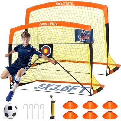 Dimples Excel Soccer Goals Kids Net for Backyard 7x5, 5x3.6, 4x3, 3x2.2 FT
