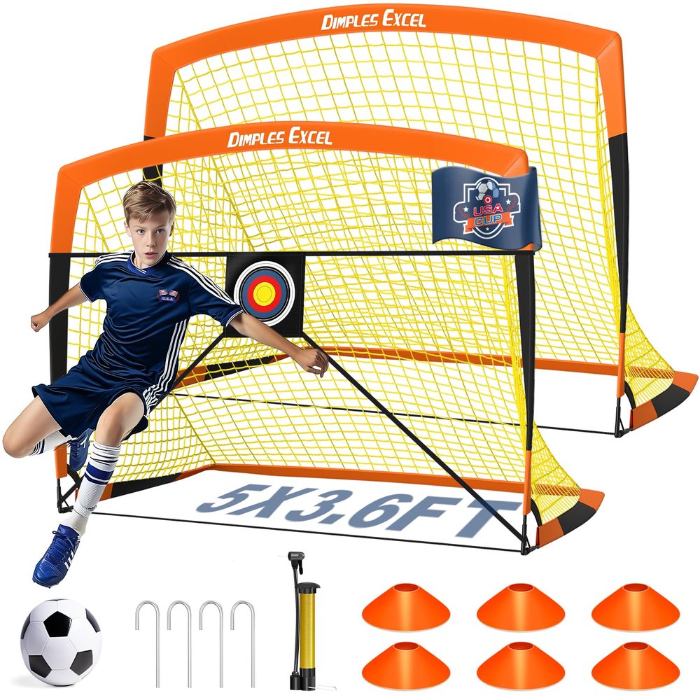 Dimples Excel Soccer Goals Kids Net for Backyard 7x5, 5x3.6, 4x3, 3x2.2 FT