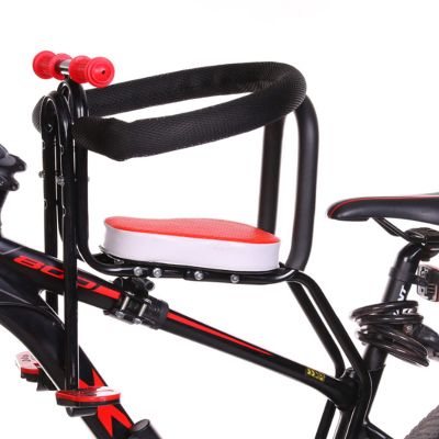 Baby Bike Front Seat Mount Kids Bicycle, Children's Removable Bicycle Front Seat with Pedal Handle and Crash Barrier for Mountain Bikes Road Bike Child Bike, 0.6-4 Years(up to 110lbs),Red