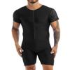 JEEYJOO Men's One-Piece Short Sleeve Workout Bodysuit Zipper Front Leotard Wrestling Singlet Unitard Black XX-Large view 1