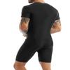JEEYJOO Men's One-Piece Short Sleeve Workout Bodysuit Zipper Front Leotard Wrestling Singlet Unitard Black XX-Large view 3