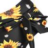 DRESSFO Women's Vacation Bikini Set  Sunflower Knot Ring Wrap Halter High Waist Tummy Control Swimwear (Black2/Small) view 2