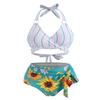 DRESSFO Women's Vacation Bikini Set  Sunflower Knot Ring Wrap Halter High Waist Tummy Control Swimwear (Multi/1X) view 1