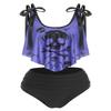 DRESSFO Women's Bikini Set High Waisted Bikini Two Piece Bathing Suit Tummy Control Tankini Gothic Skull Swimsuit (Light Purple2/1X) view 3