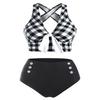 DRESSFO Women's Vacation Bikini Set  Sunflower Knot Ring Wrap Halter High Waist Tummy Control Swimwear (Black1/Small) view 1