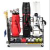 FHXZH 3 Golf Bag Storage Garage Organizer, Golf Bag Stand Fit for 3 Golf Bags, Golf Clubs, Golf Balls, Golf Equipment Accessories, Storage Rack with Wheels for Garage, Club, Shed, Basement view 1