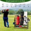 FHXZH 3 Golf Bag Storage Garage Organizer, Golf Bag Stand Fit for 3 Golf Bags, Golf Clubs, Golf Balls, Golf Equipment Accessories, Storage Rack with Wheels for Garage, Club, Shed, Basement view 2