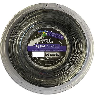 WEISS CANNON Ultra Cable Tennis String - 17L/1.23mm - Black - 660ft - 200m Reel