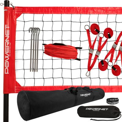 PowerNet Pro Volleyball Net, 32 Ft Wide Regulation Size, Adjustable Height Portable Net for Backyard, Beach & Park, Volleyball Training Equipment, Includes Carry Bag