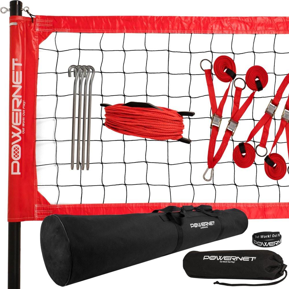 PowerNet Pro Volleyball Net, 32 Ft Wide Regulation Size, Adjustable Height Portable Net for Backyard, Beach & Park, Volleyball Training Equipment, Includes Carry Bag