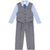 Calvin Klein Boys' 4-Piece Formal Suit Set, Includes Dress Shirt with Bow Tie, Suit Vest & Dress Pants, Medium Grey/Blue, 2T view 1